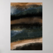 Abstract Landschapsschilderij Art Dark Earth Tones Poster (Voorkant)