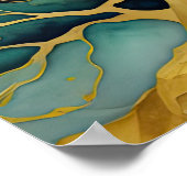Abstract Landschapsschilderij Goud Blauw Groen II Poster (Hoek)