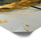 Abstract Landschapsschilderij Goud Blauw Groen Poster (Hoek)