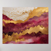 Abstract Landschapsschilderij Goud Bourgondië Poster (Voorkant)