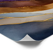 Abstract Landschapsschilderij Goudblauw Paarse Poster (Hoek)