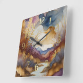 Abstract Landschapsschilderij Goudblauw Paarse Vierkante Klok (Hoek)