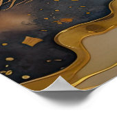 Abstract Landschapsschilderij Gouden Roest Blauwe  Poster (Hoek)