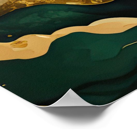 Abstract Landschapsschilderij Goudgroen Poster (Hoek)