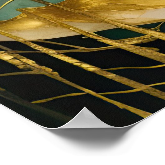 Abstract Landschapsschilderij Goudgroen Poster (Hoek)