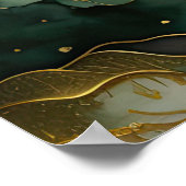 Abstract Landschapsschilderij Goudgroen Poster (Hoek)