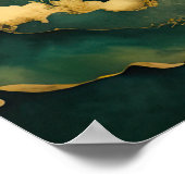 Abstract Landschapsschilderij Goudgroen Poster (Hoek)