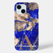 Abstract Lapis Lazuli Blauw Graniet monogram Case-Mate iPhone Case (Achterkant)