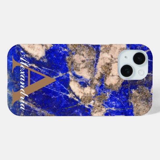 Abstract Lapis Lazuli Blauw Graniet monogram Case-Mate iPhone Case (Achterkant (horizontaal))