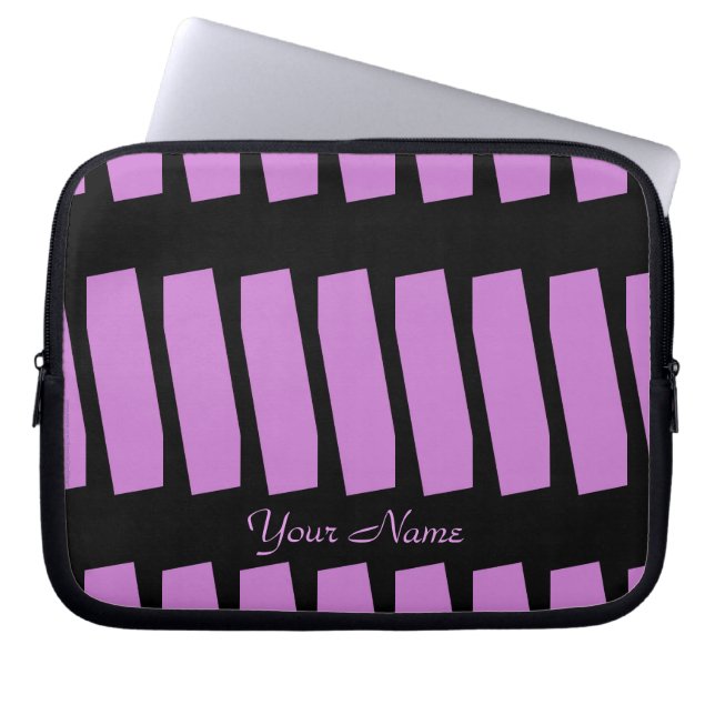 Abstract laptopcomputerSleeve, Fuschia & Black Laptop Sleeve (Voorkant)