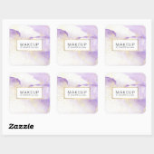 Abstract Lavendel Aquarel Nep Goudstof Vierkante Sticker (Vel)