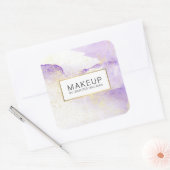 Abstract Lavendel Aquarel Nep Goudstof Vierkante Sticker (Envelop)