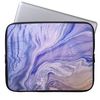 Abstract lavendel & indigoblauw vloeiend marmerpat laptop sleeve
