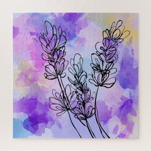 Abstract Lavendel Waterverf Bloemenpuzzel Legpuzzel (Verticaal)