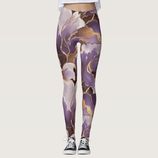 abstract lavender and gold leggings (Voorkant)