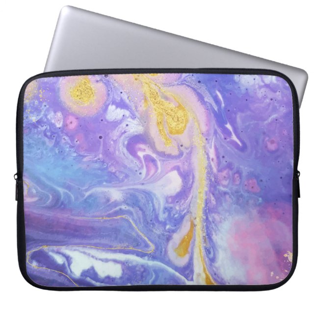 Abstract lavender en Gold Fluid Laptop Sleeve (Voorkant)