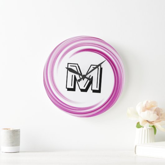Abstract Lavender Swirl Monogram Grote Klok (Huis)