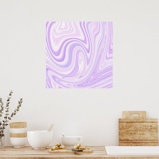 Abstract lavender Wavy Stripe Painting Poster (Keuken)