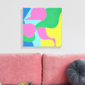 Abstract Layered Pink and Green Art Print (Insitu (Woonkamer))