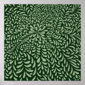 Abstract Leaves and Flowers Dark Green) Print (Voorkant)