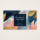 Abstract Leaves Botanicals Monogram Business Cards Visitekaartje (Voorkant)