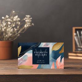Abstract Leaves Botanicals Monogram Business Cards Visitekaartje