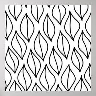 Abstract leaves. Vintage structuur. Hand drawn sea Poster