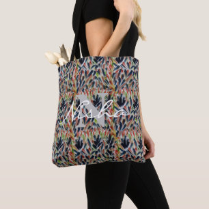 Abstract lederen monogram tote bag
