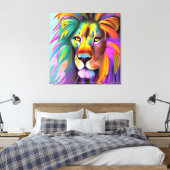 Abstract Leeuw Gezicht Mystieke Fantasy Kunst Canvas Afdruk (Insitu (Slaapkamer))