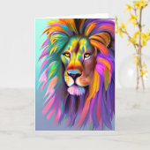 Abstract Leeuw Gezicht Mystieke Fantasy Kunst Kaart (Gele Bloem)