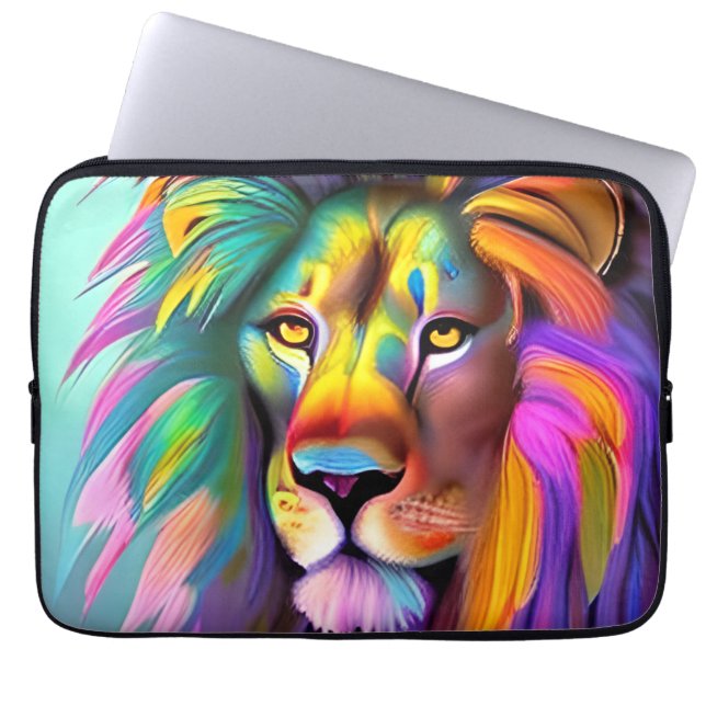 Abstract Leeuw Gezicht Mystieke Fantasy Kunst Laptop Sleeve (Voorkant)
