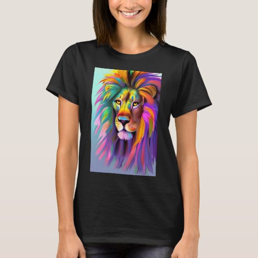Abstract Leeuw Gezicht Mystieke Fantasy Kunst T-shirt (Voorkant)