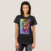 Abstract Leeuw Gezicht Mystieke Fantasy Kunst T-shirt (Voorkant volledig)