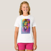 Abstract Leeuw Gezicht Mystieke Fantasy Kunst T-shirt (Voorkant volledig)