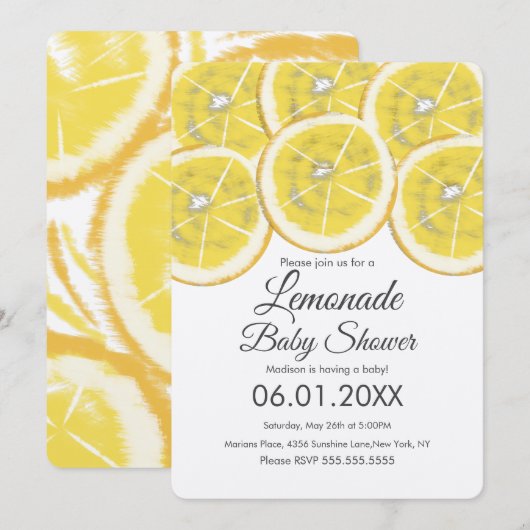 Abstract Lemon Citrus Lemonade Baby shower Kraft Kaart (Voorkant / Achterkant)