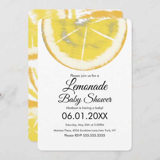 Abstract Lemon Citrus Yellow Lemonade Baby shower Kaart (Voorkant / Achterkant)