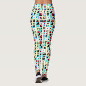 Abstract Lemon White Chiffon Mozaïek Patroon Leggings (Achterkant)