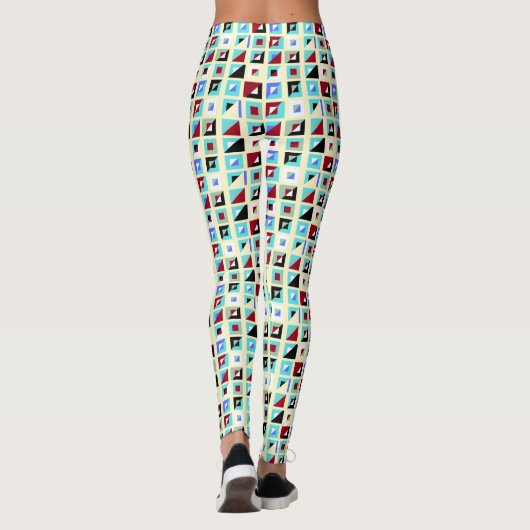 Abstract Lemon White Chiffon Mozaïek Patroon Leggings (Achterkant)