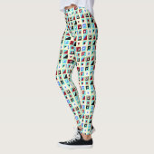 Abstract Lemon White Chiffon Mozaïek Patroon Leggings (Links)