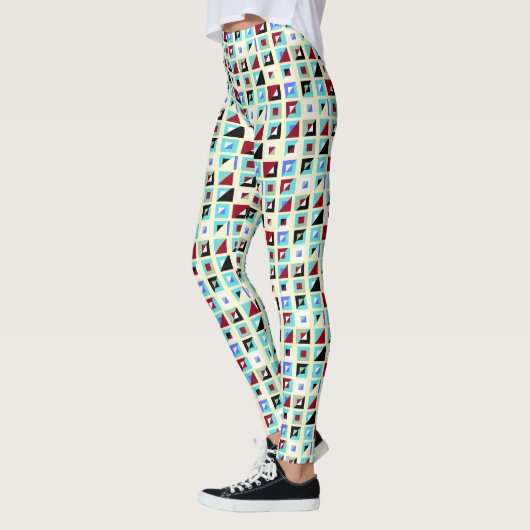 Abstract Lemon White Chiffon Mozaïek Patroon Leggings (Links)