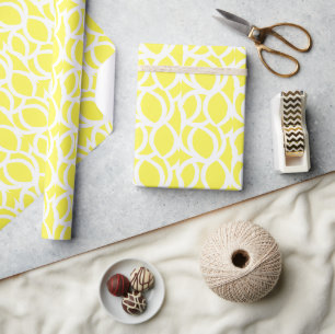 Abstract Lemon Yellow en White Line Pattern Cadeaupapier