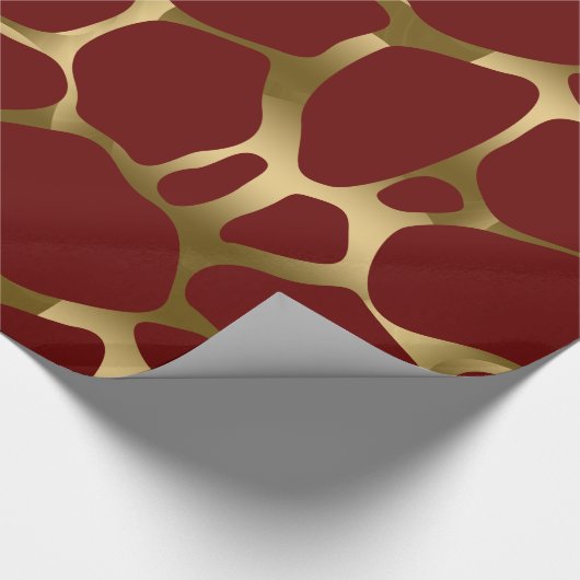Abstract leopard-patroon met goud en dar-rood cadeaupapier (Hoek)