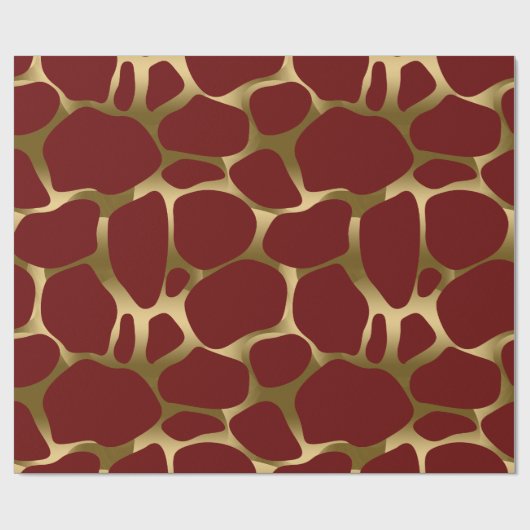 Abstract leopard-patroon met goud en dar-rood cadeaupapier (Vlak)