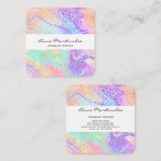 Abstract leopard Print Marble Square Visitekaartje (Voorkant / Achterkant)