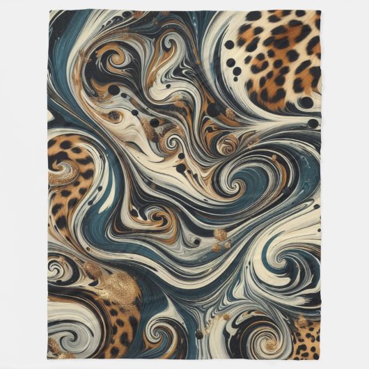 Abstract Leopard Print Swirl Fleece Deken (Voorkant)
