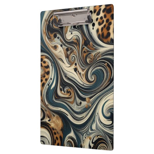 Abstract Leopard Print Swirl Klembord (Links)
