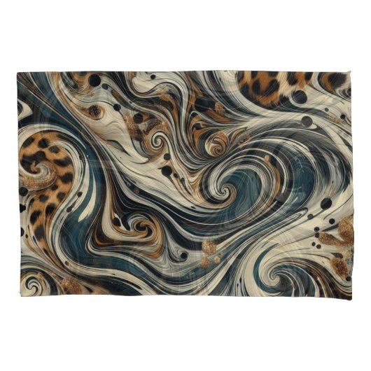 Abstract Leopard Print Swirl Kussensloop (Voorkant)