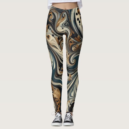 Abstract Leopard Print Swirl Leggings (Voorkant)
