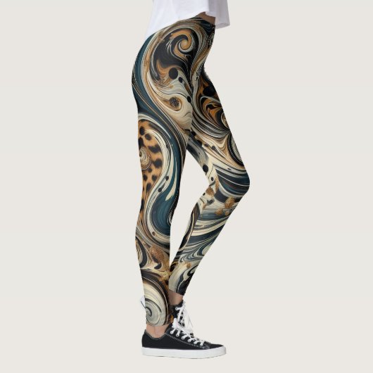 Abstract Leopard Print Swirl Leggings (Rechts)