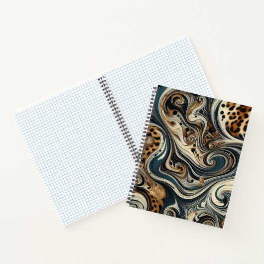 Abstract Leopard Print Swirl Notitieboek (Binnen)